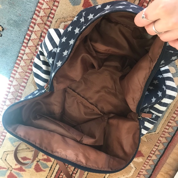 Stars and Stripes denim bag with leather straps - Picture 3 of 3